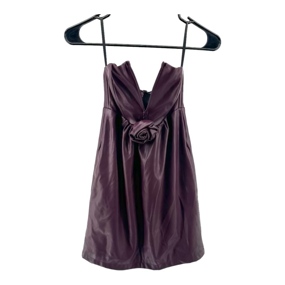 Ashley Park X RTR | Women’s 0 Vegan Faux Leather Strapless Mini Dress Voila